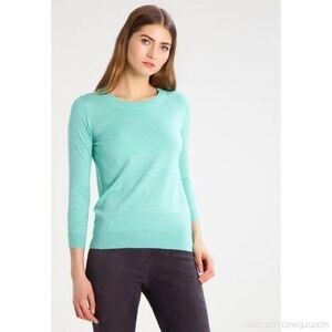 J.Crew Small Merino Tippi Sweater Aqua Blue Crewneck Long Sleeve Pullover
